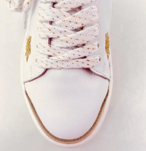 Chanii b "Platinum Crown bee white and gold sneaker