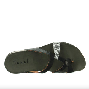 Think! "246-0040" Black Combo - Wedge Sandal
