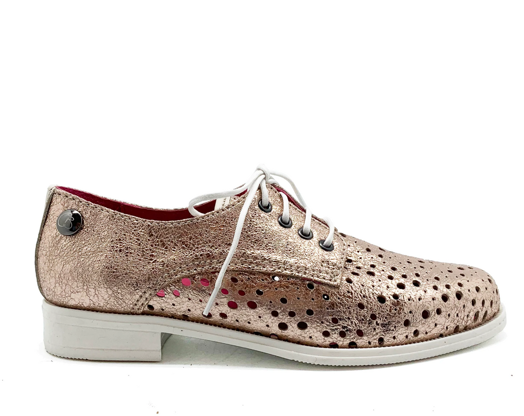 Chanii B "Cordon" Rose gold Crackle - Perforated Sneaker