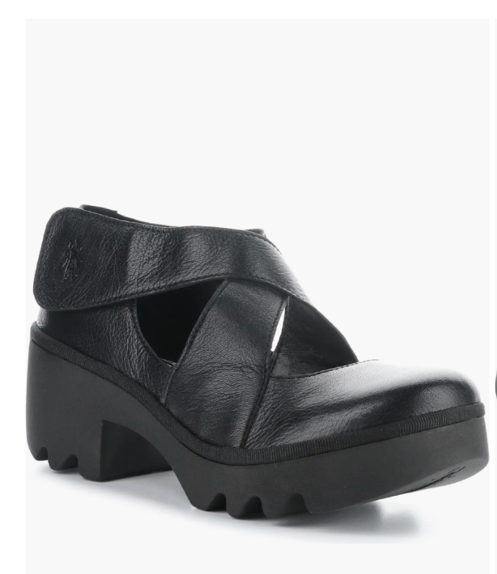 Fly London Togo black criss cross velcro shoe