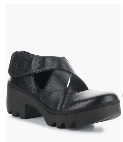 Fly London Togo Black Criss Cross Velcro Shoe | The Shoe Muse