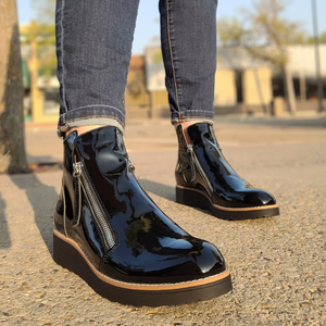 Django & Juliette "Ohmy" Black Patent - Platform Bootie