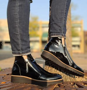 Django & Juliette "Ohmy" Black Patent - Platform Bootie