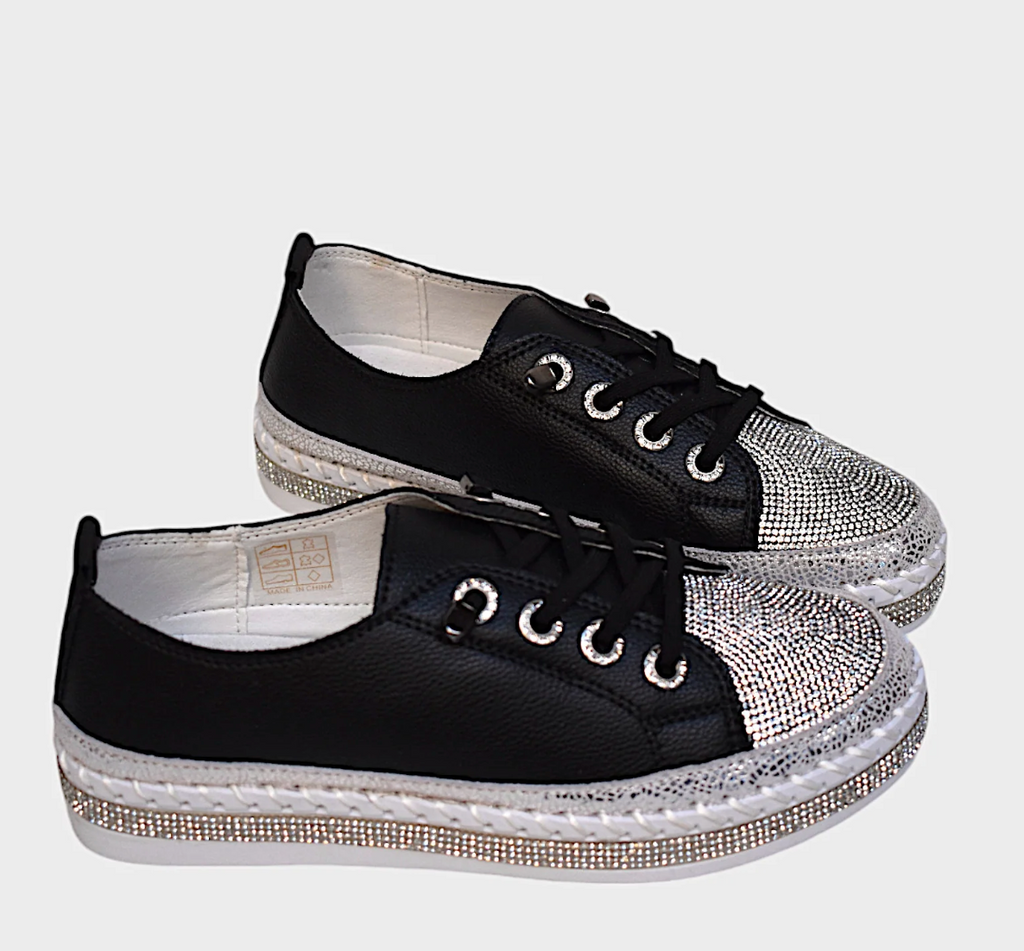 Bernie Mev "Jodie" Black and rhinestone sneaker