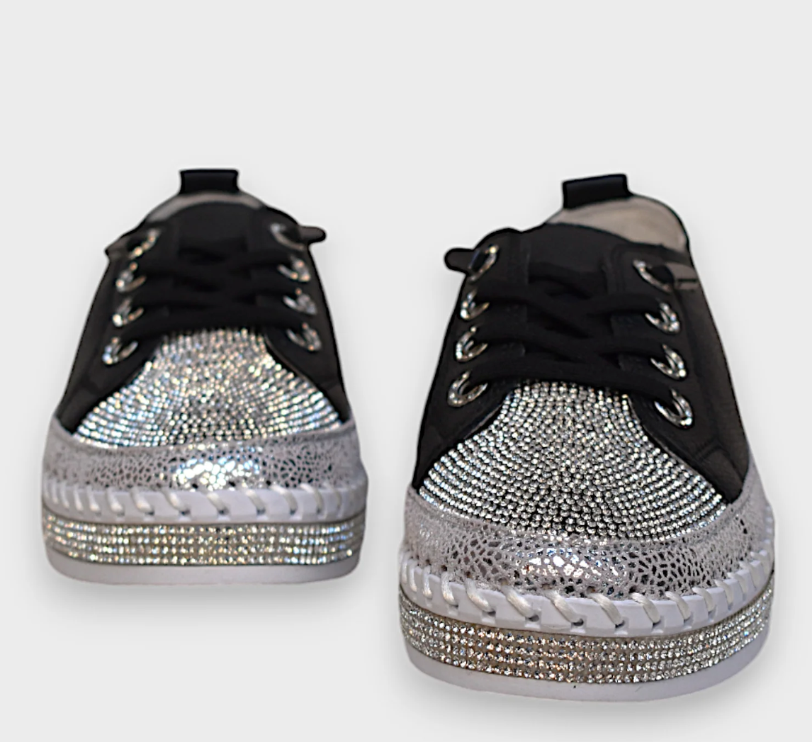 Bernie Mev "Jodie" Black and rhinestone sneaker