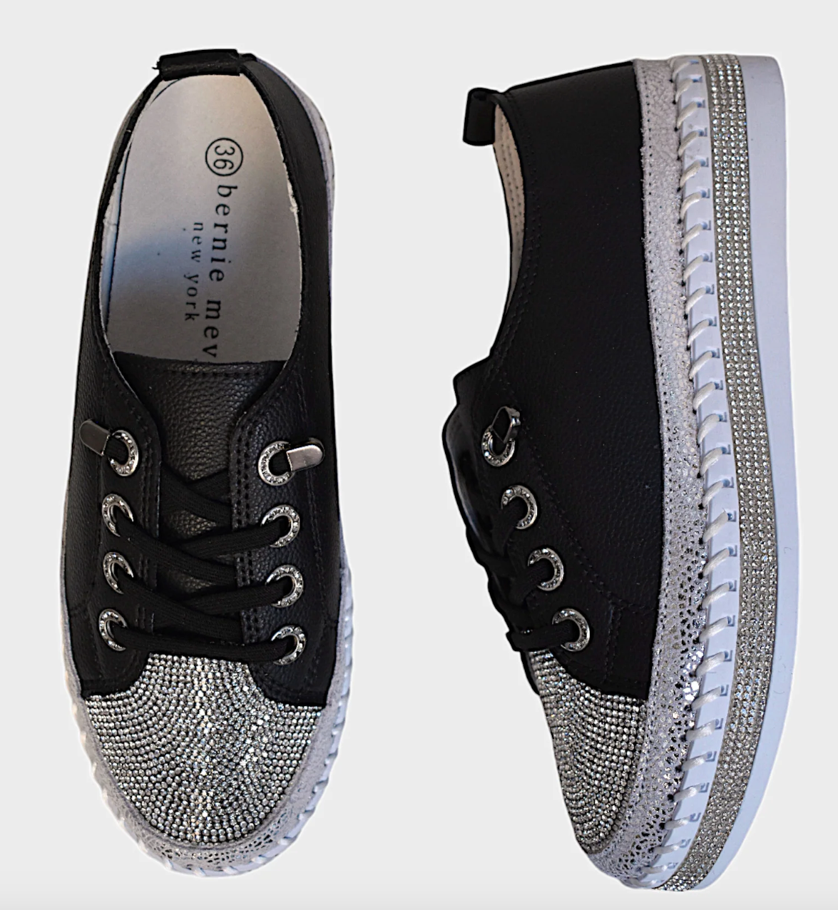 Bernie Mev "Jodie" Black and rhinestone sneaker