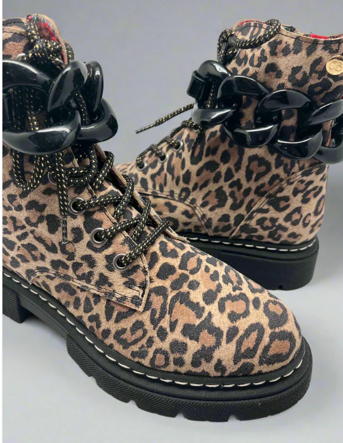 Chanii B "Paris" Leopard boot with red back