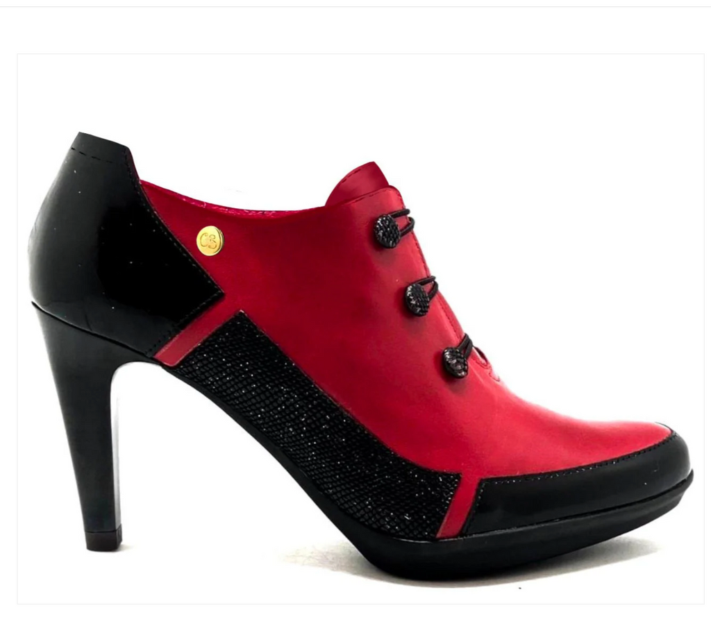 Chanii b "Dijon" Red leather button shootie