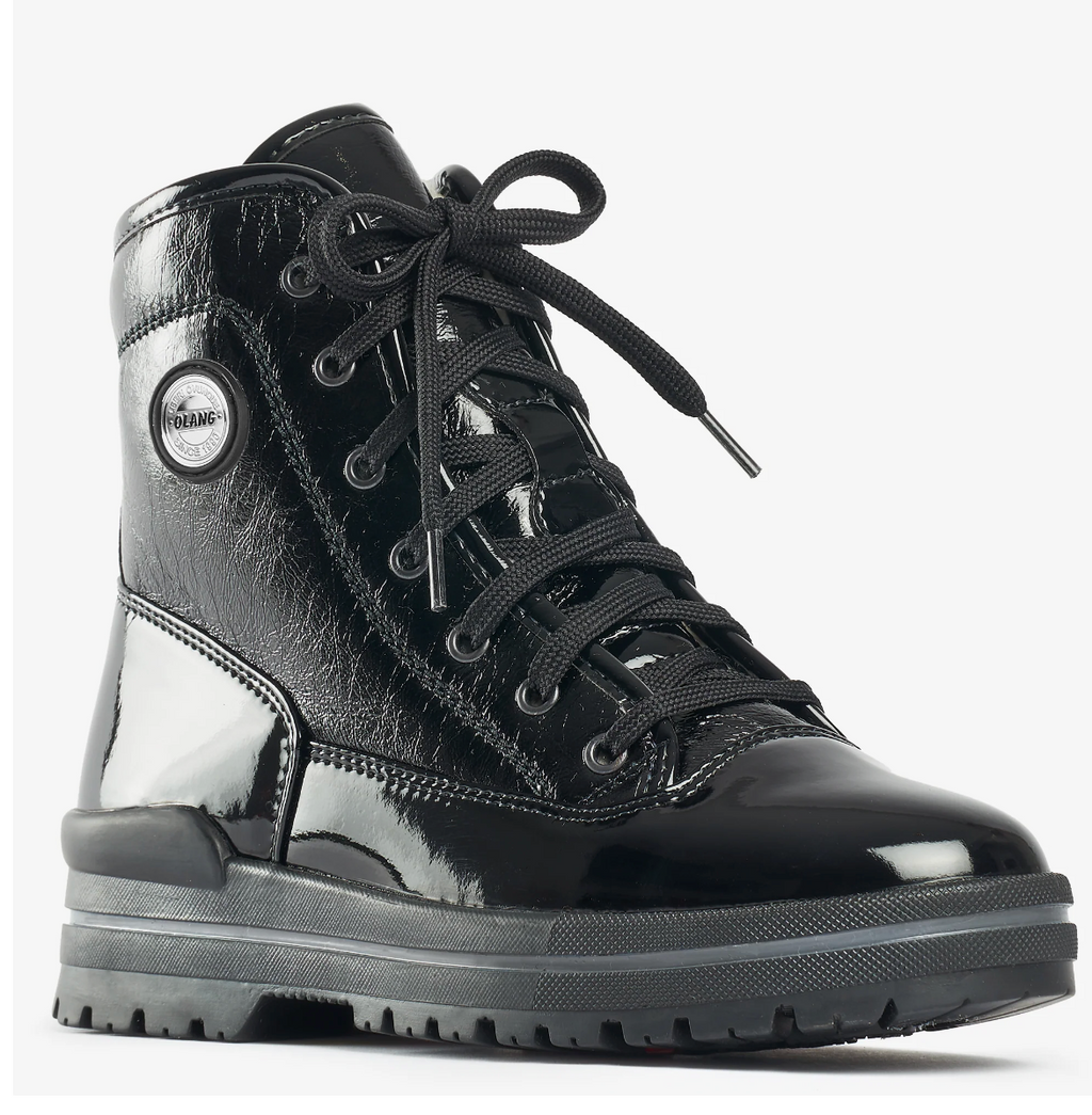 Olang "Spoke" Black Patent winter boot with ice cleat