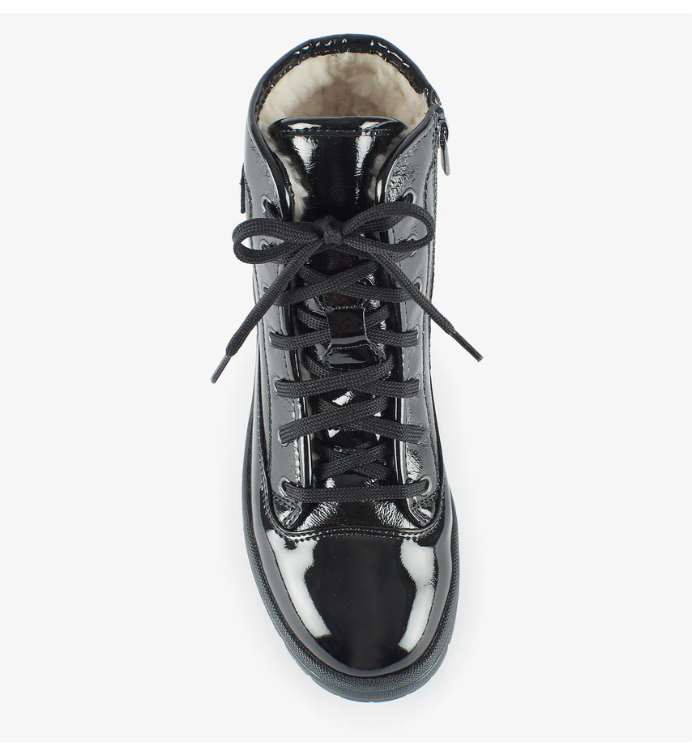 Olang "Spoke" Black Patent winter boot with ice cleat