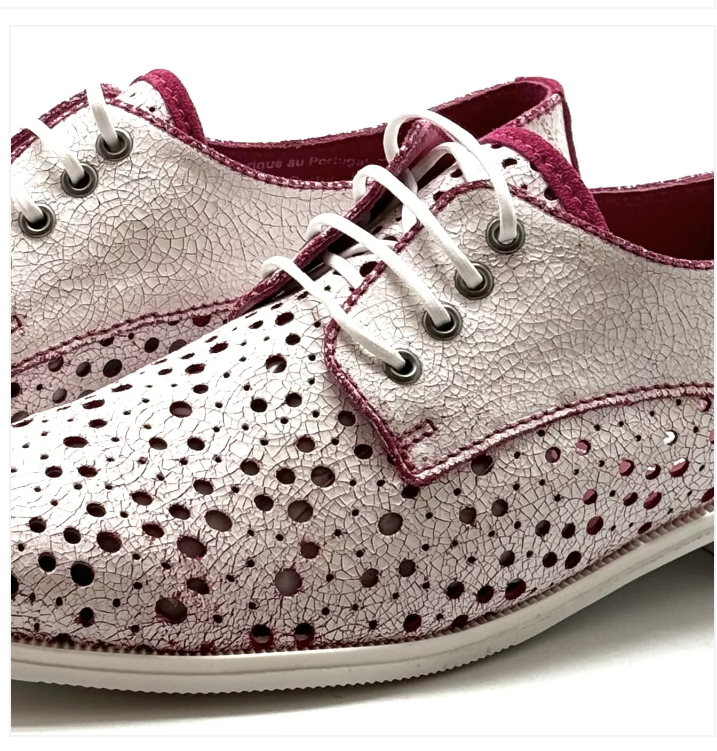 Chanii B "Cordon" White/Pink Crackle - Perforated Sneaker