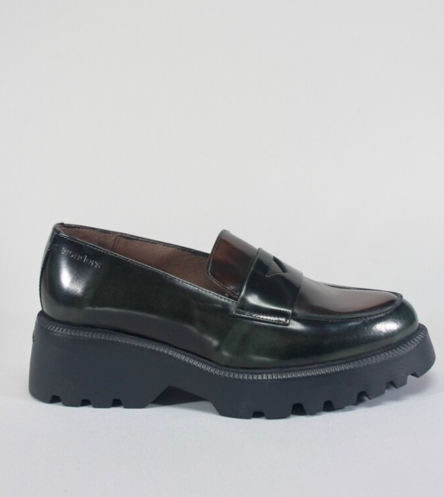 Wonders C-7202 Green penny loafer