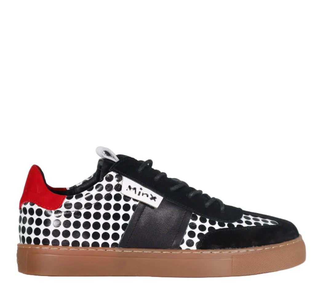 Minx "Toni" White/Black Spots/Red - Sneaker