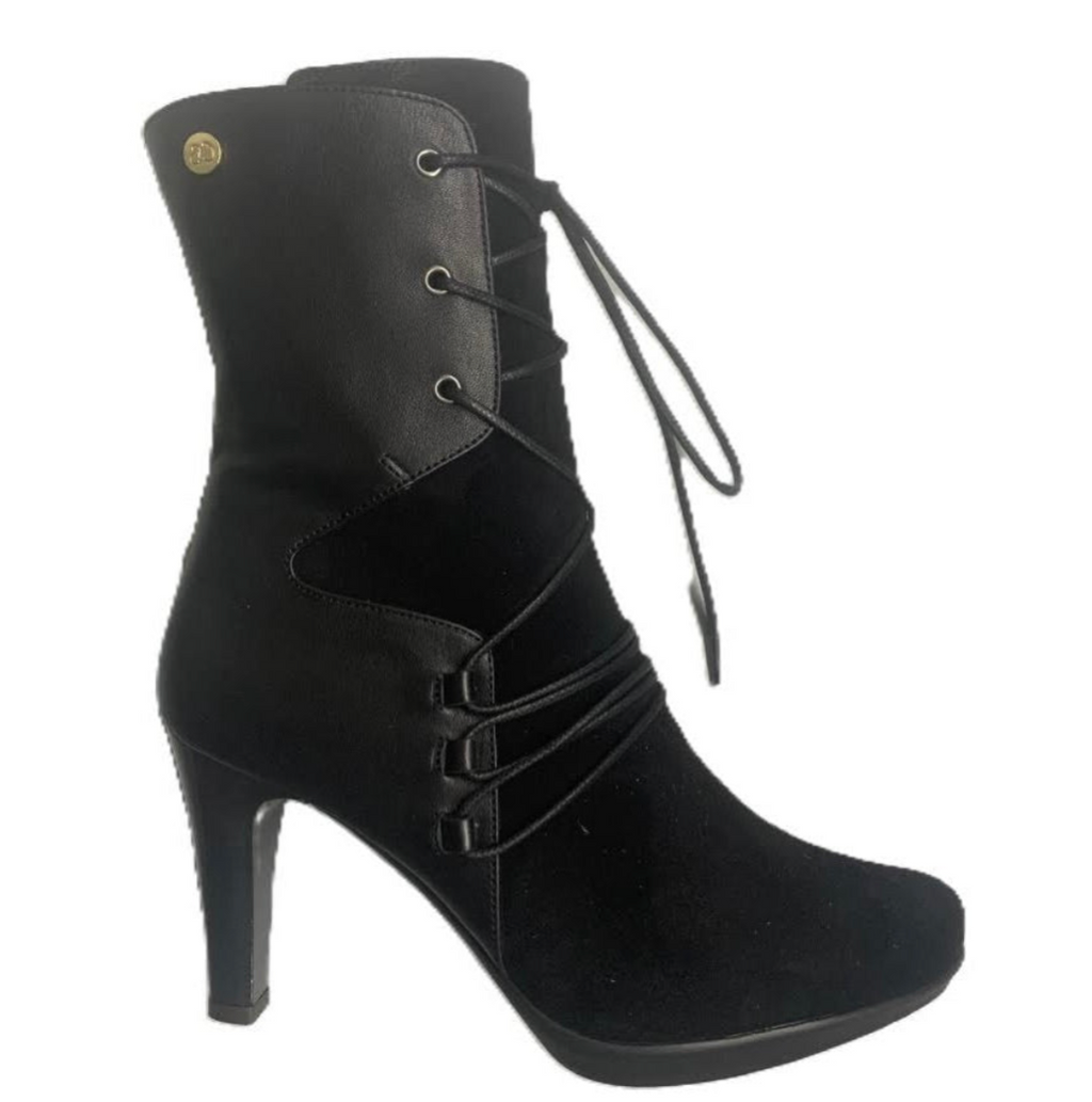 Chanii B "St. Martina" Black/Black Suede - Lace-Up Boot