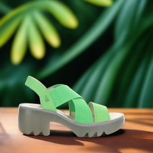 Fly London "Taji" Green elasticized sandal
