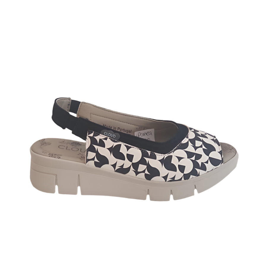 Cloud "Ipomea" Black/White - Platform Sandal
