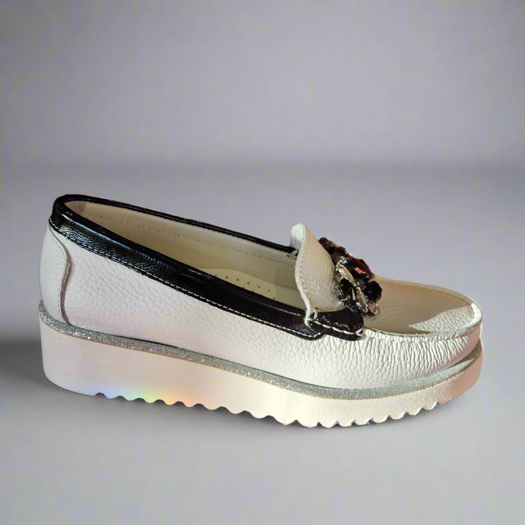 DI CHENZO "949" White leather loafer