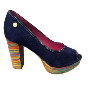 Chanii B "Bebe" Denim/Multi Stripe - Platform Pump