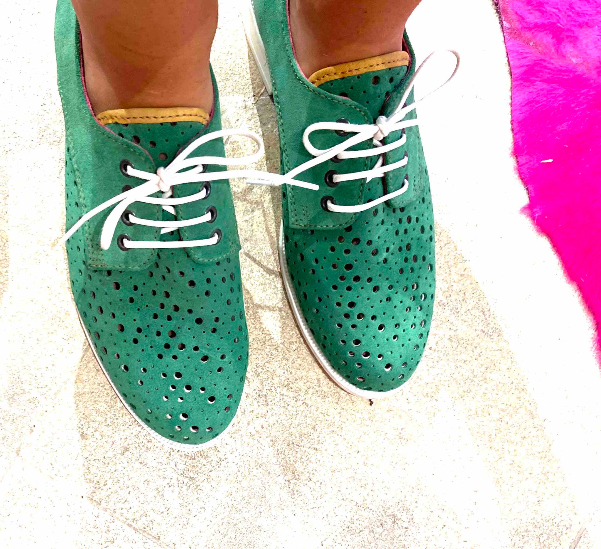 Chanii B "Cordon" Green - Perforated Sneaker