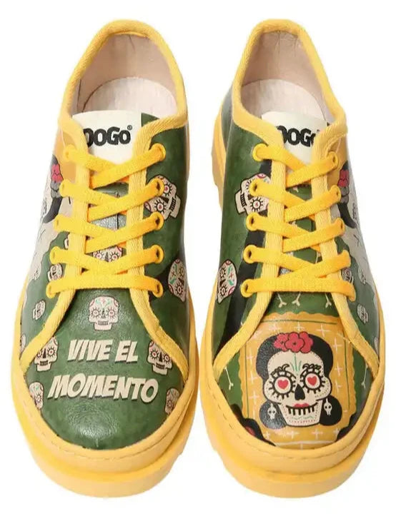 DOGO "Alesandra - Sugar Skull Print" Green/Yellow - Sneaker