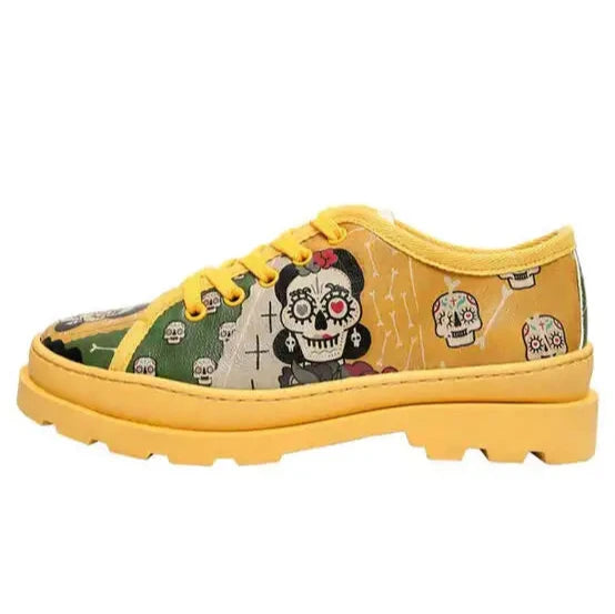 DOGO "Alesandra - Sugar Skull Print" Green/Yellow - Sneaker