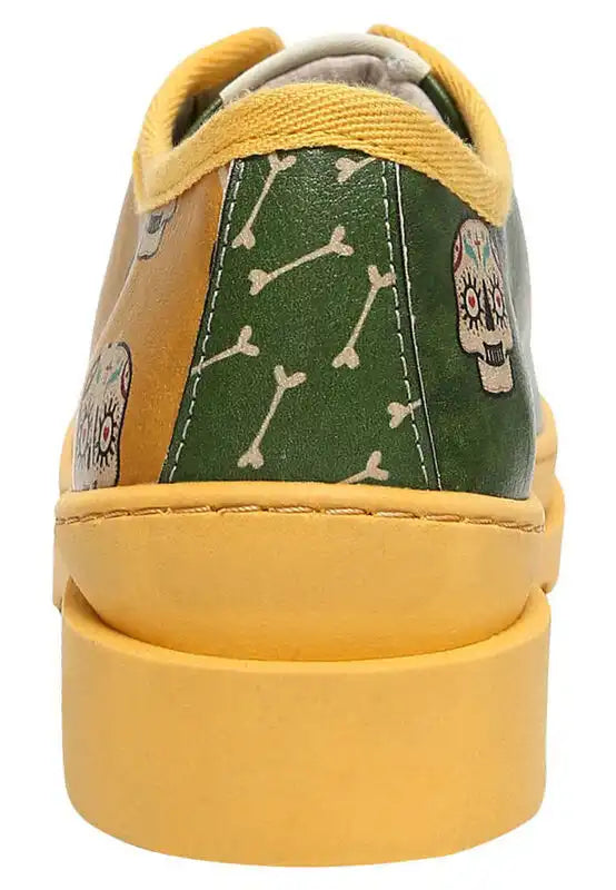 DOGO "Alesandra - Sugar Skull Print" Green/Yellow - Sneaker