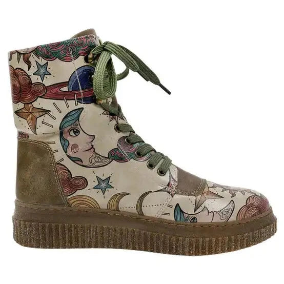 DOGO "Future - Dreams for Dreamers Print" Beige/Multicolour - Short Boot