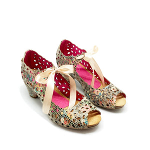 Chanii B "Luca" Nude/Multi Print - Peep-toe Sandal