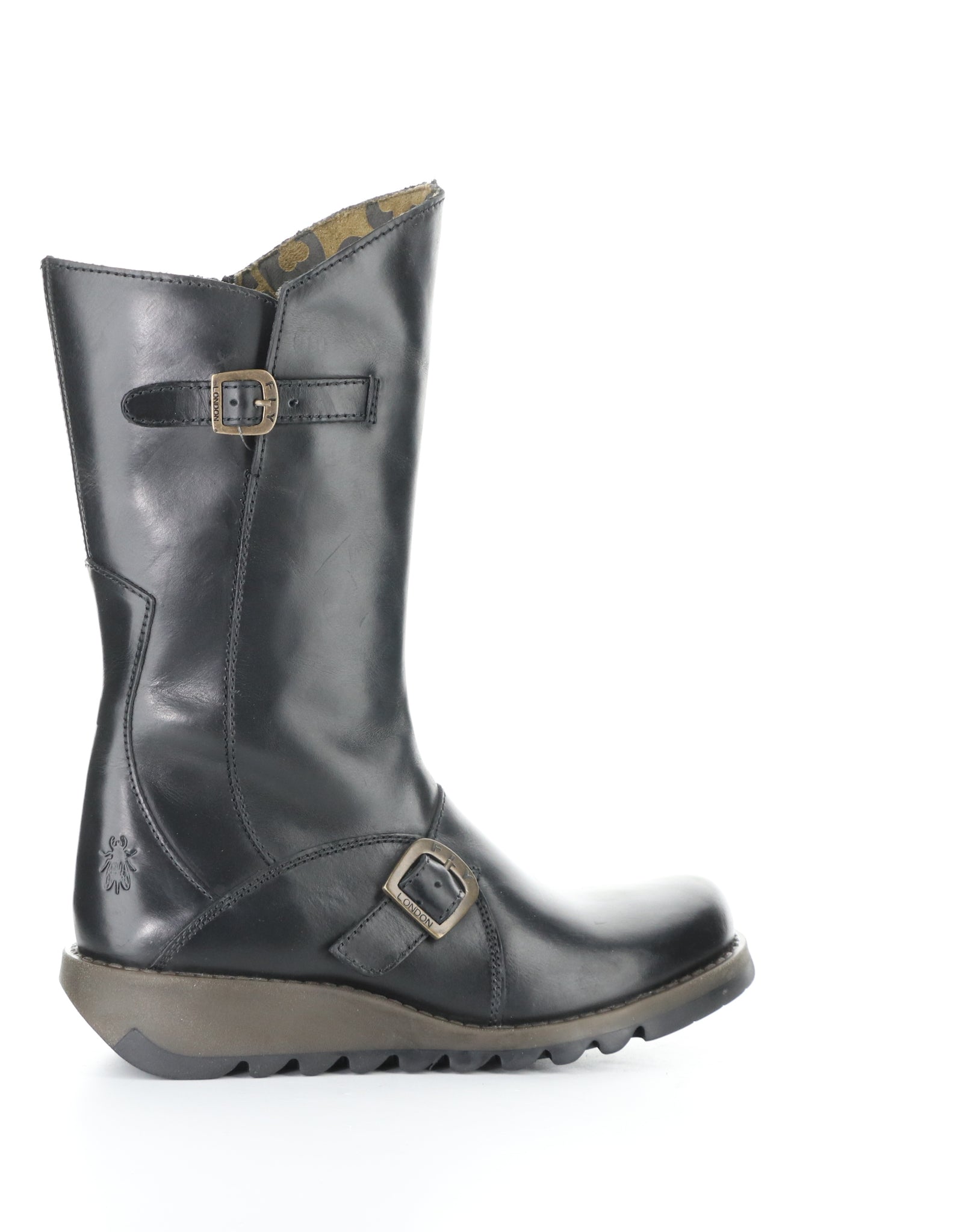 Fly London "MES" Black tall wedge boot