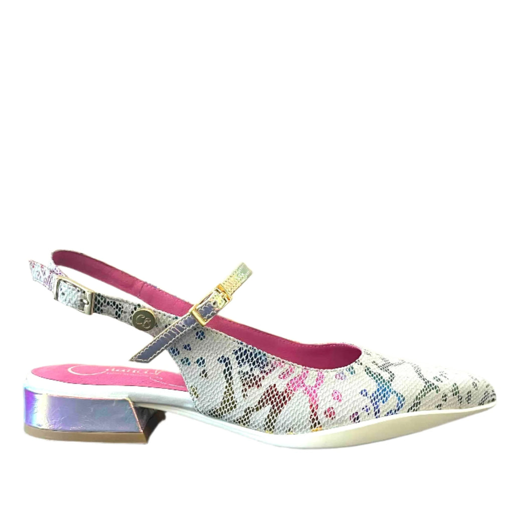 Chanii B "Pirot" White Rainbow Snk - Slingback Flat