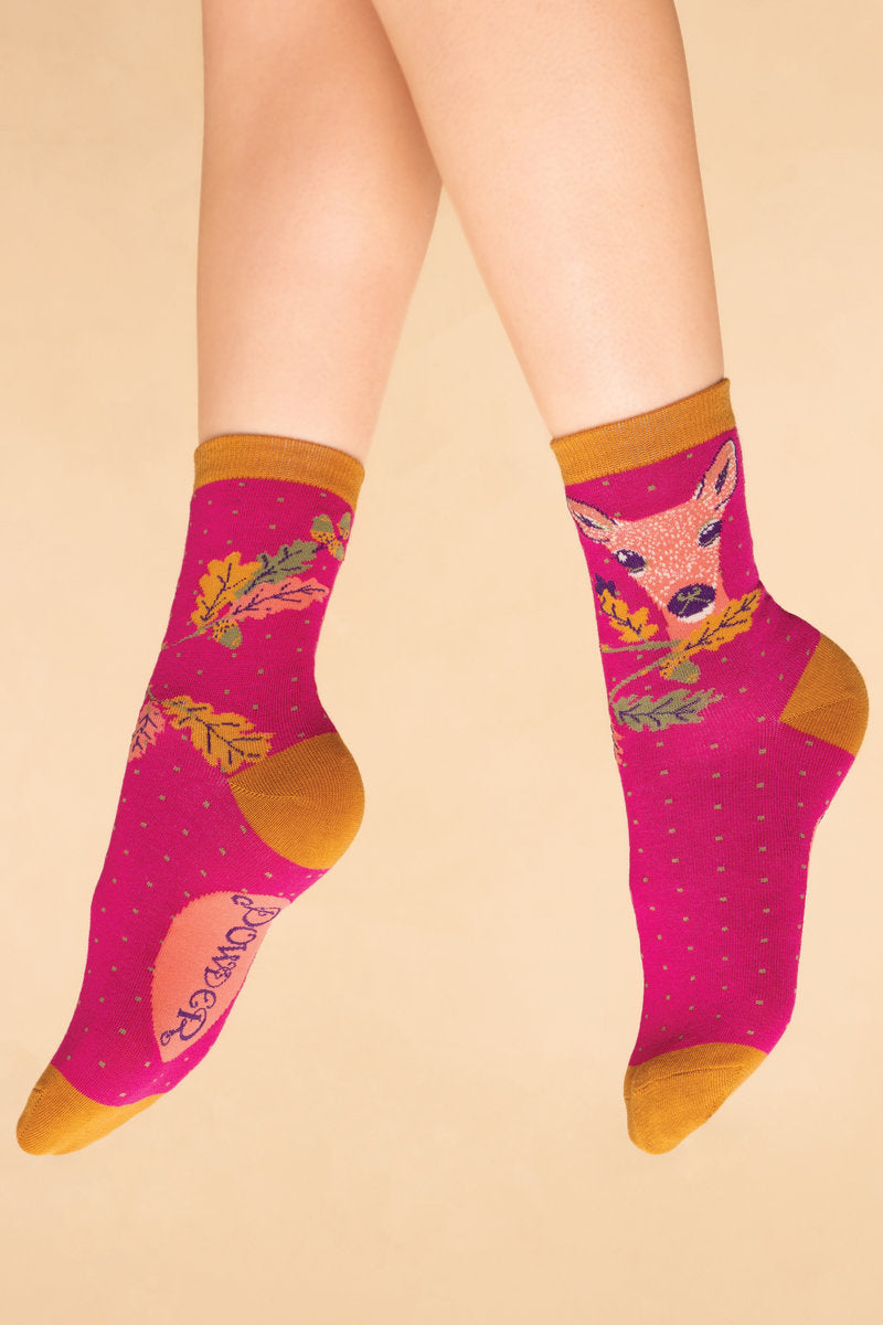 Powder UK "Enchanted Evening Doe" in Fuchsia - Women's Ankle Socks