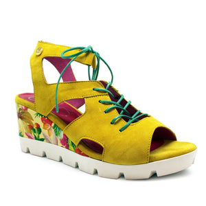 Chanii B "Sissors" Yellow/Floral - Wedge Sandal