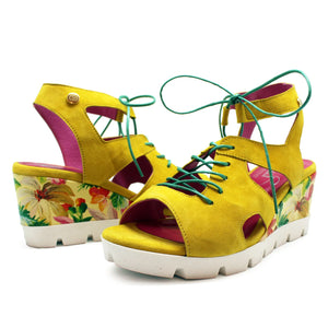 Chanii B "Sissors" Yellow/Floral - Wedge Sandal