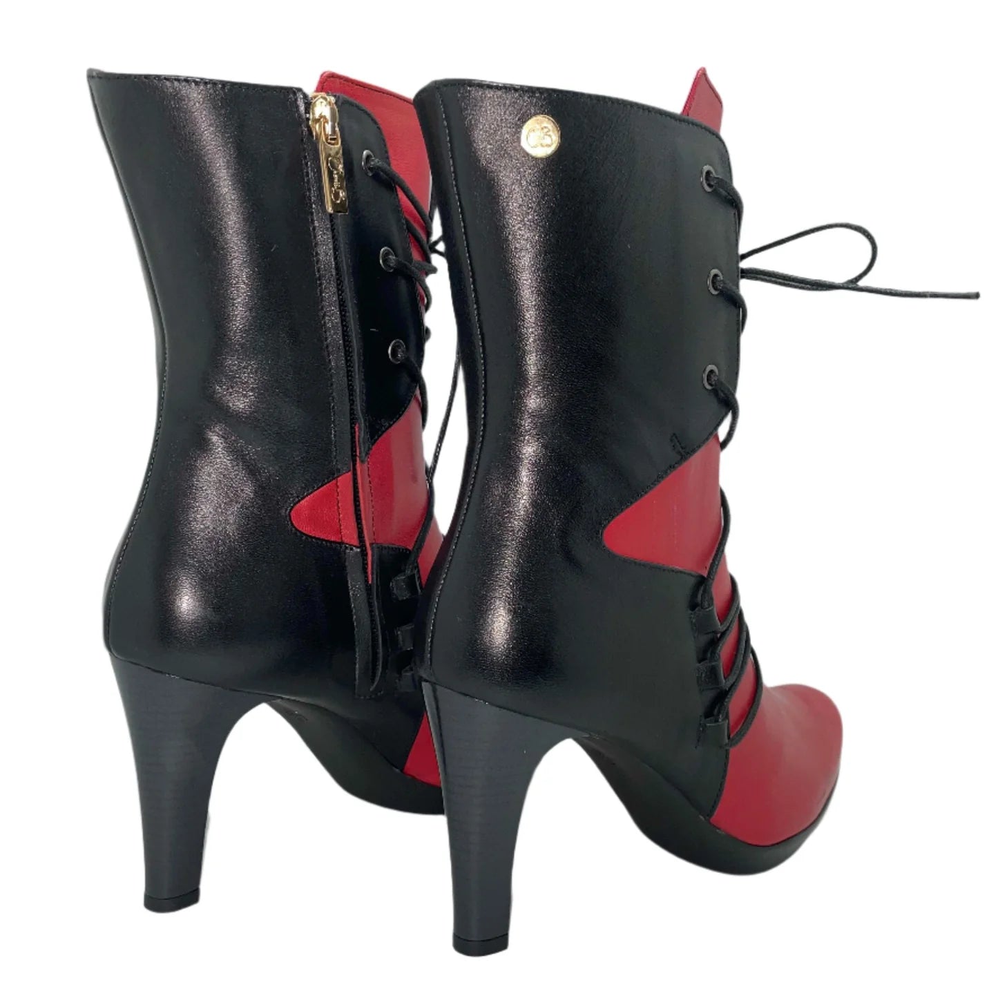 Chanii B "St. Martina" Black/Red Leather - Lace-Up Boot