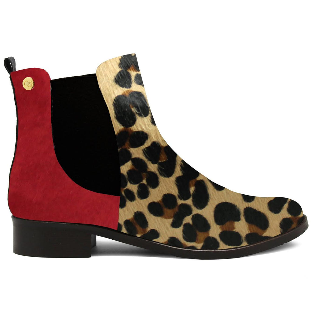 Chanii B "Taille" Red/Leo Ankle Boot