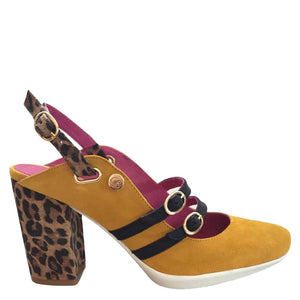 Chanii B "Pineapple" Yellow/leopard Slingback Shoe