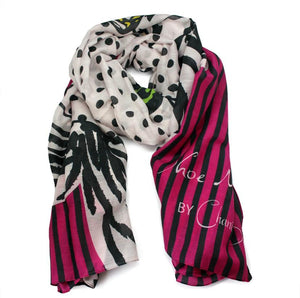 Chanii B "Betty Scarf" B&W Dots/Pink - Scarf