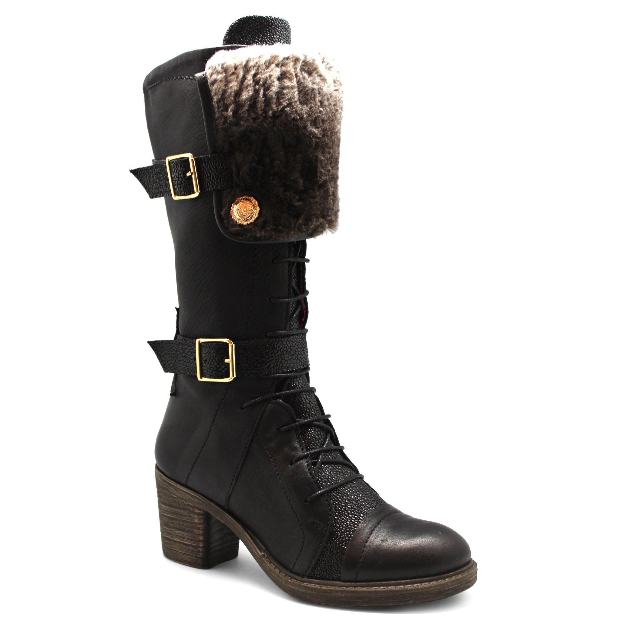 Chanii B "Cadeau"   Black boot removable Faux Fur (Warm Lining)
