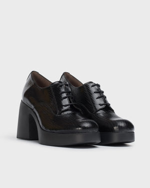 Wonders H-4903-90000-288 Black lace up shoe with platform