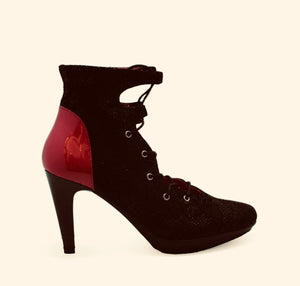 Chanii B "St. Martins" Black/Red Ankle Boot