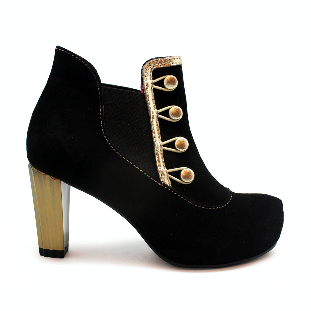 Chanii B "Cointreau" Black/Gold Ankle Boot