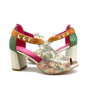 Chanii B "Rayon" Beige/Green/Floral - High Heel Sandal