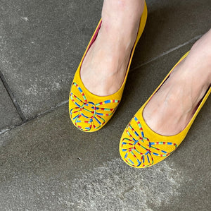 Chanii B "Bee Free" Yellow/Rainbow Embroidery - Ballerina Flat