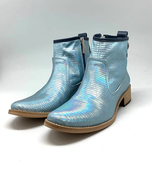 Chanii B "Zipp" Ice Blue Iridescent - Ankle Boot