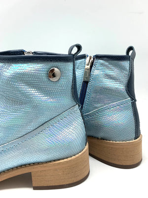 Chanii B "Zipp" Ice Blue Iridescent - Ankle Boot