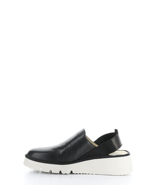 Fly London "Plog" black sling back leather clog