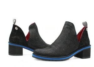 Chanii B "Zigg"Blue/Black sparkle Ankle Boot