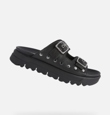 Geox Xand A Black double buckle sandal The Shoe Muse