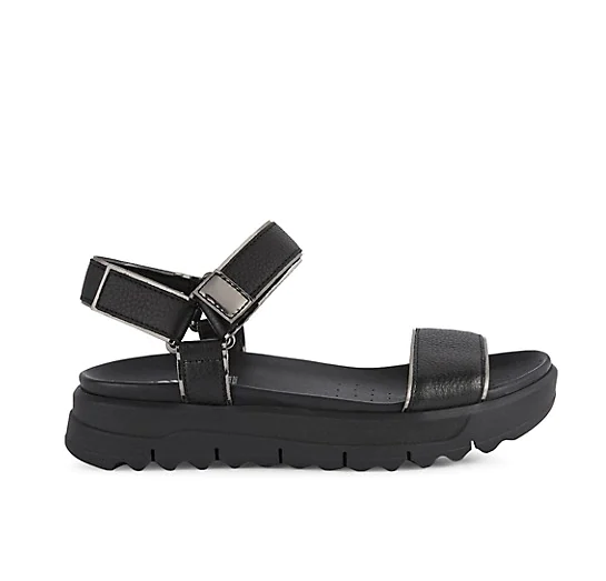 Geox "Xand-B" black Leather velcro strap sandal