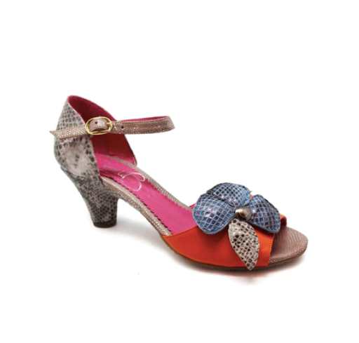 Chanii B "Fleur" Grey/ orange low heel sandal